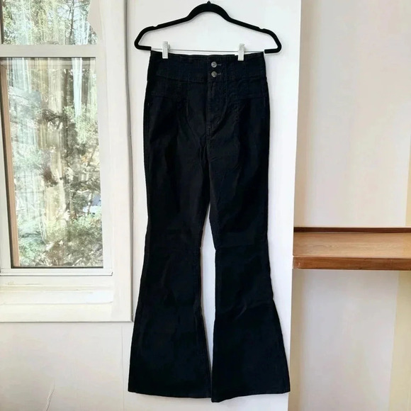 NWT Free People We The Free Jayde Cord Flare Jeans Denim in Black - Picture 7 of 16